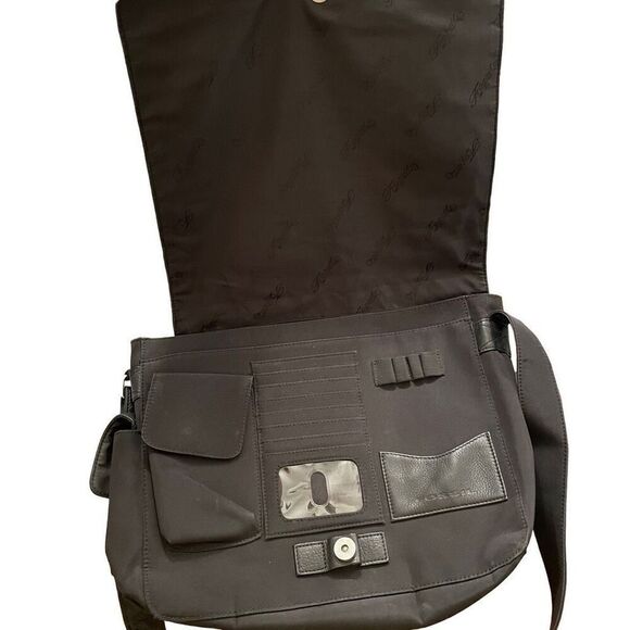 Fossil Crossbody Bag Black Shoulder Leather Microfiber Work Fashion Business - Picture 7 of 14